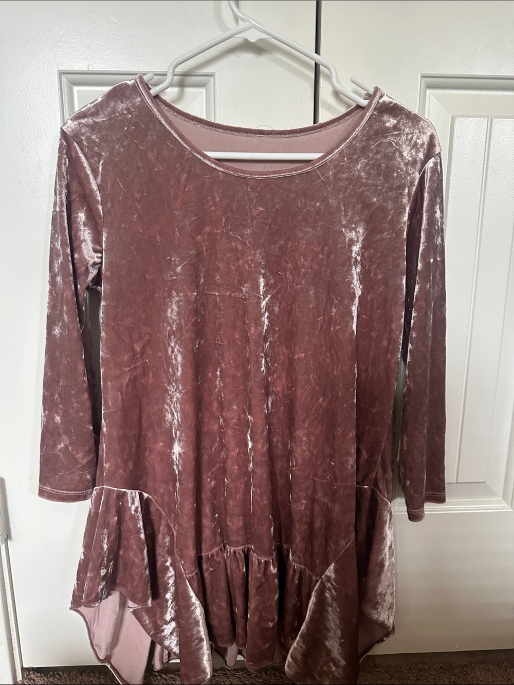 Crushed Velvet Mauve Peplum Tunic
